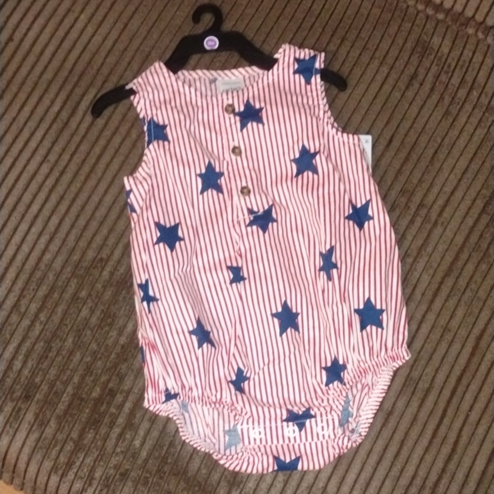 Carter's Red and White Striped Tank with Blue Stars